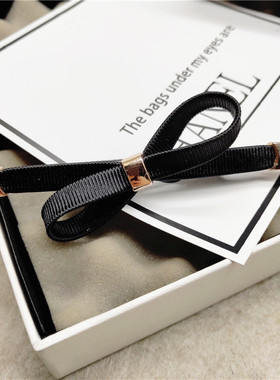 韩国进口手发夹金属风重工蝴蝶结边夹黑色螺纹刘海夹碎发夹鸭嘴夹