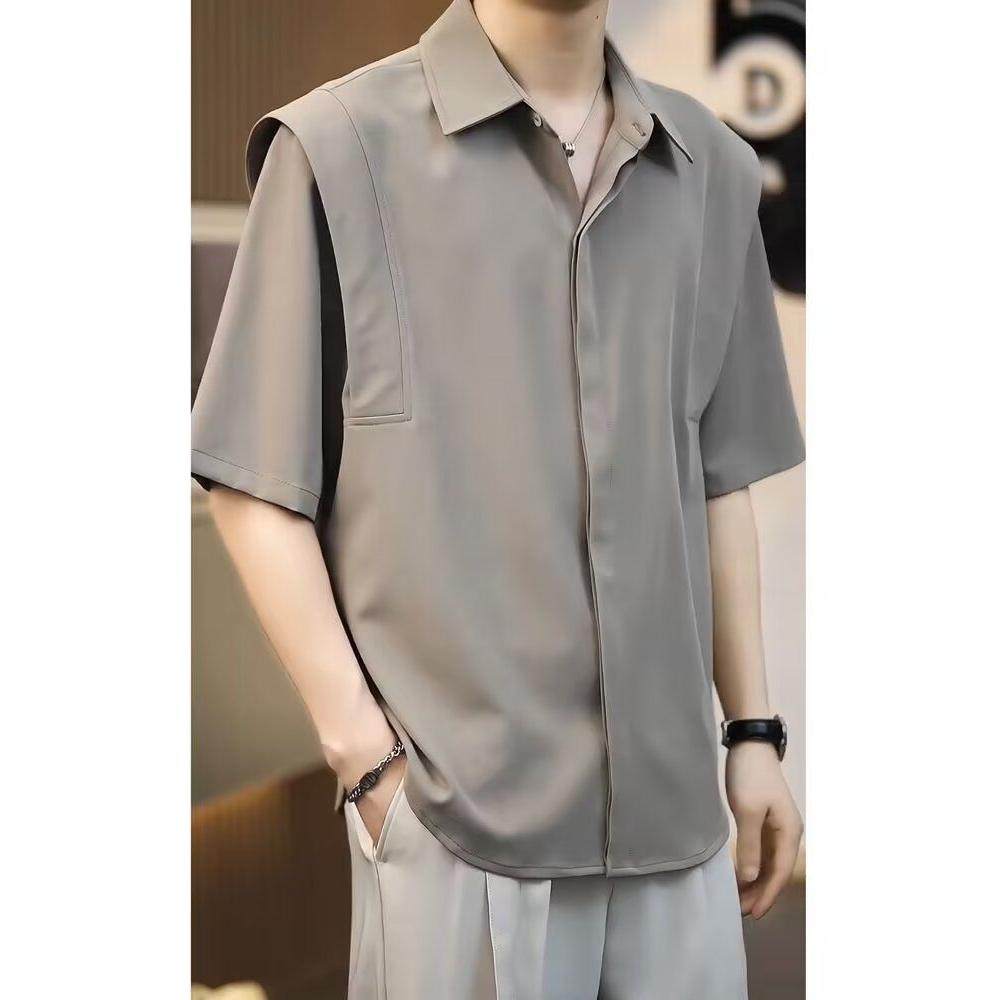 1506A/G58180/P36男装五分袖衬衣轻熟风痞帅夏季冰丝高级感上衣2,男装T恤,星座1506A