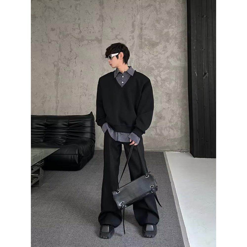 1506A/G81980/P50Polo衫男刺绣字母美式复古宽松半拉链卫衣潮2，男装Polo衫，星座1506A