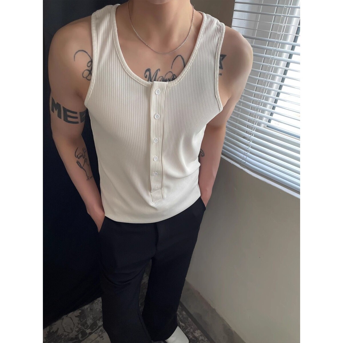 1506/GAT1490/P39夏季型男紧身背心系扣设计无袖男坎肩汗背心透气，男装背心/马甲，星座1506A