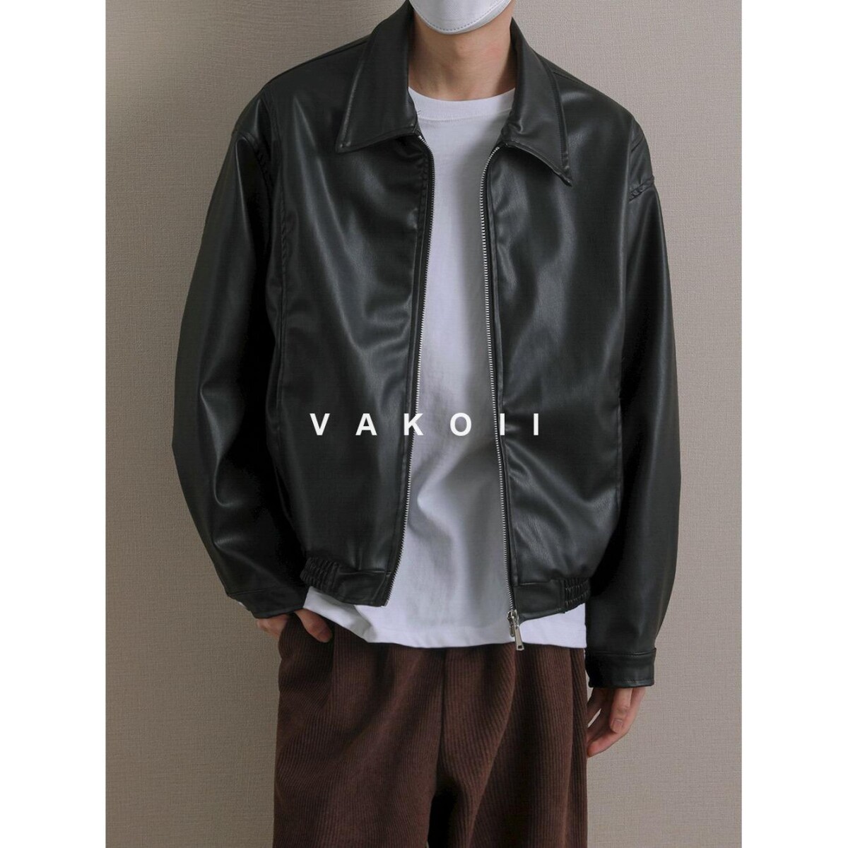 1506A/GW6390/P70痞帅Pu皮衣潮牌垫肩皮夹克男机车服秋冬高街外套,男装皮衣,星座1506A