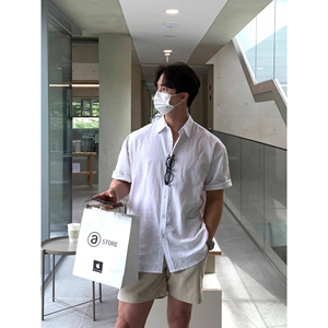 1506A/GC470/P37夏季薄款衬衫男短袖潮宽松休闲百搭男士衬衣图片