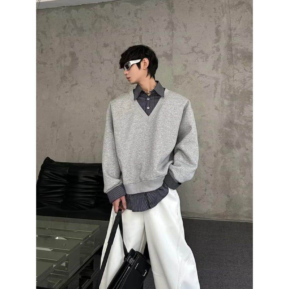 1506A/G81980/P50Polo衫男刺绣字母美式复古宽松半拉链卫衣潮2，男装Polo衫，星座1506A