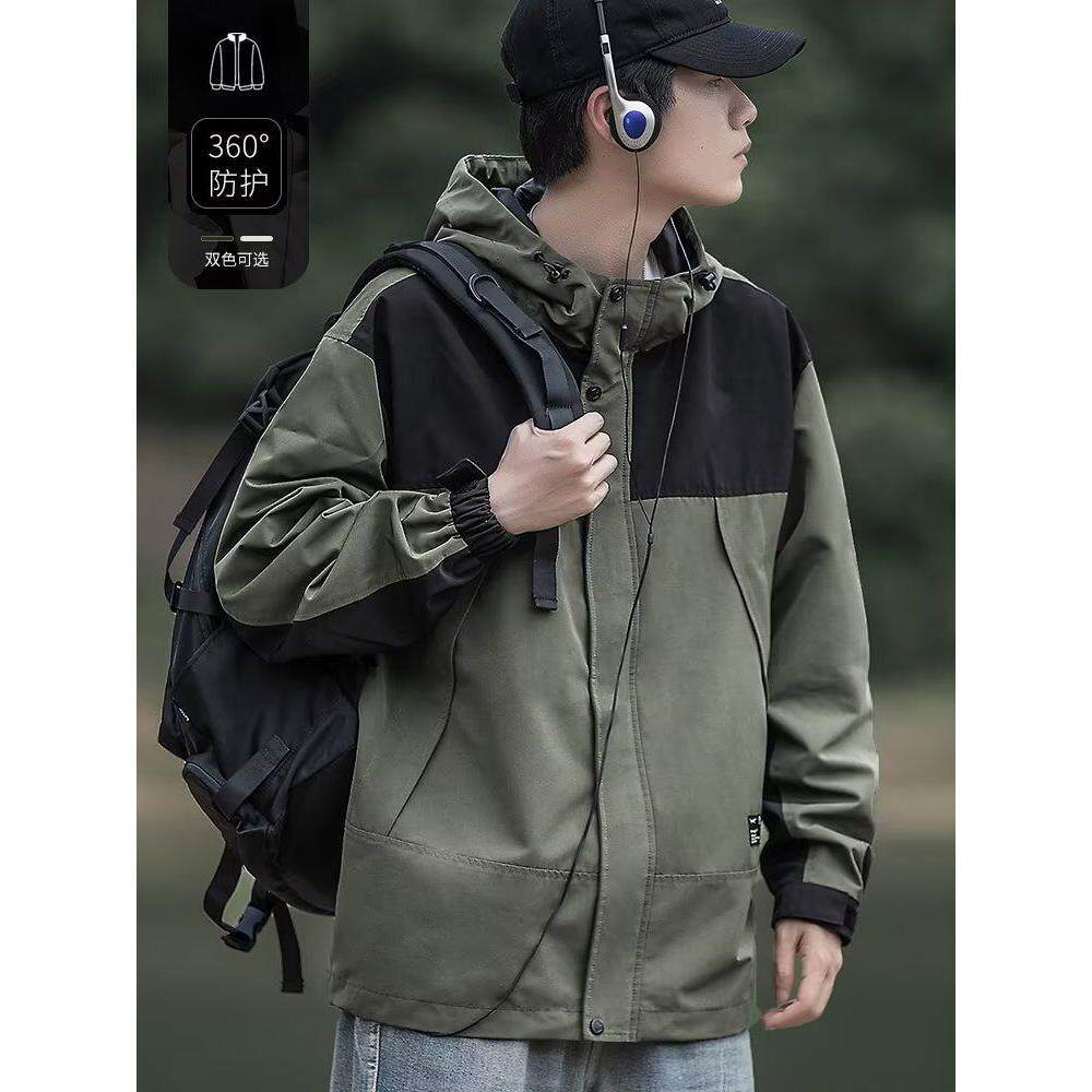 1506A/G7610/P79冲锋衣男潮牌连帽秋季户外宽松工装夹克2图片