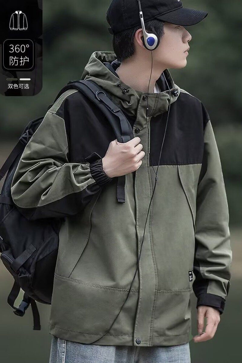 1506A/G7610/P79冲锋衣男潮牌连帽秋季户外宽松工装夹克1图片