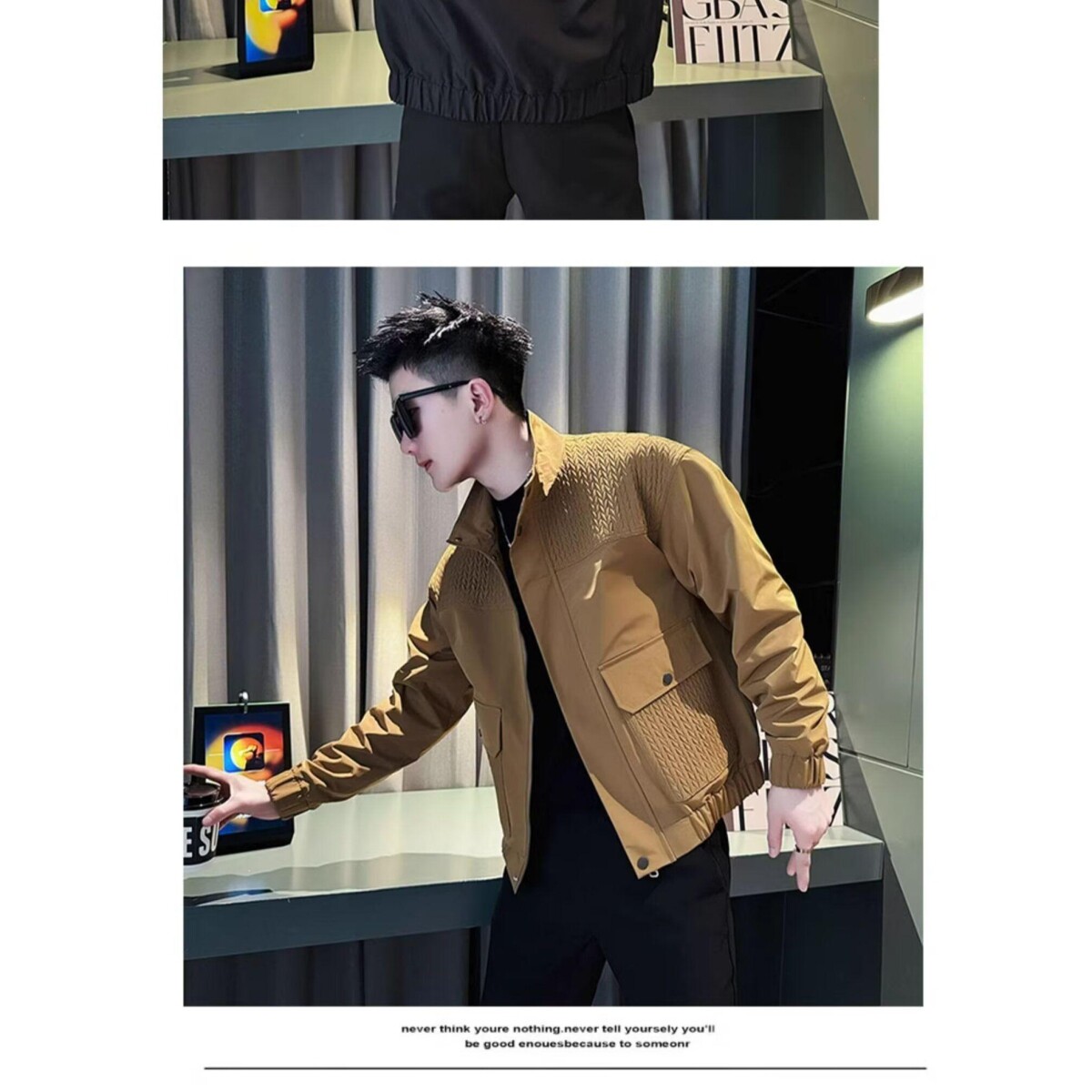 1506A/G80460/P58秋季拼接夹克男士今年流行修身上衣2图片