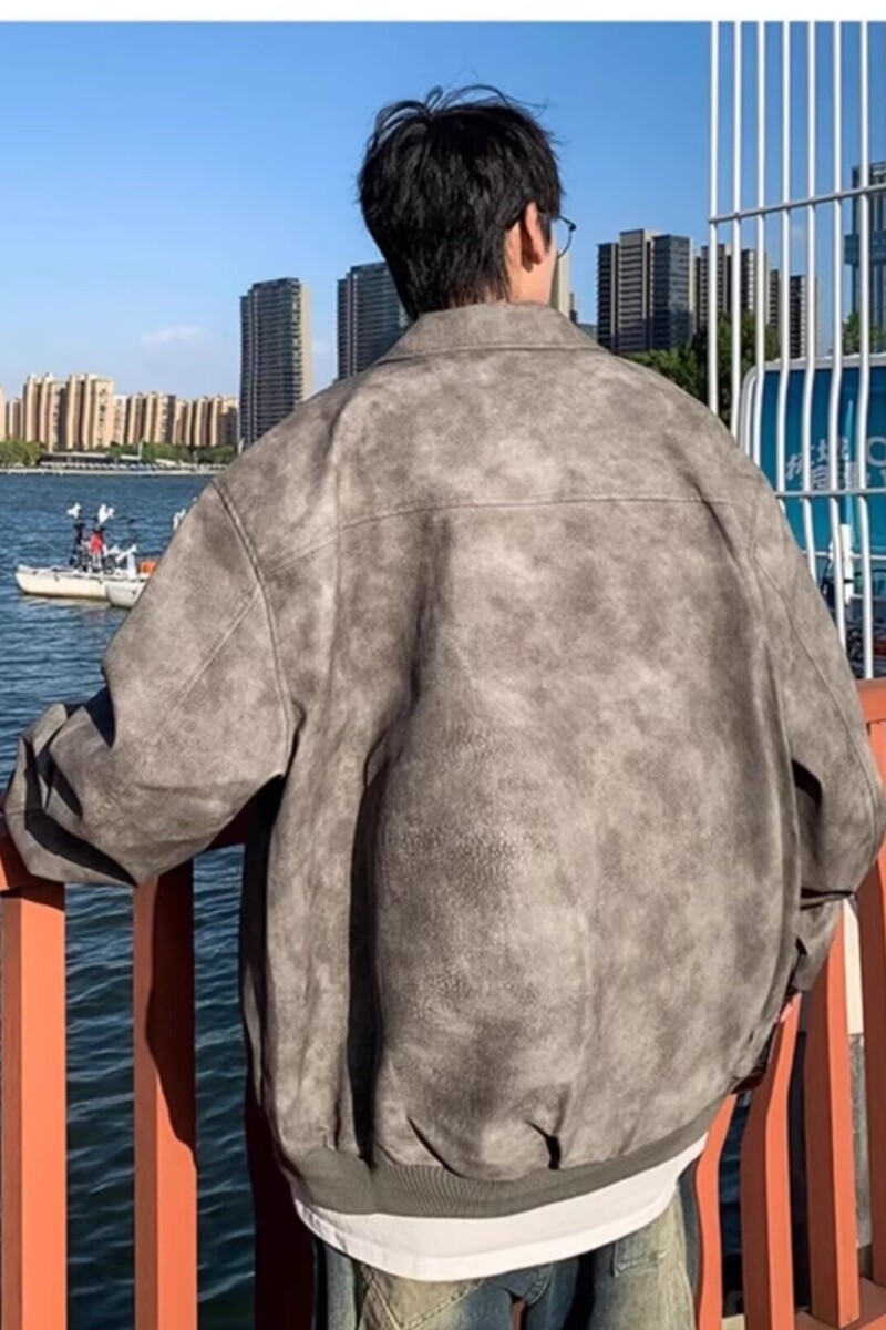 1506A/GK23770/P75网红PU皮美式复古铆钉夹克男春秋款皮衣外套3图片