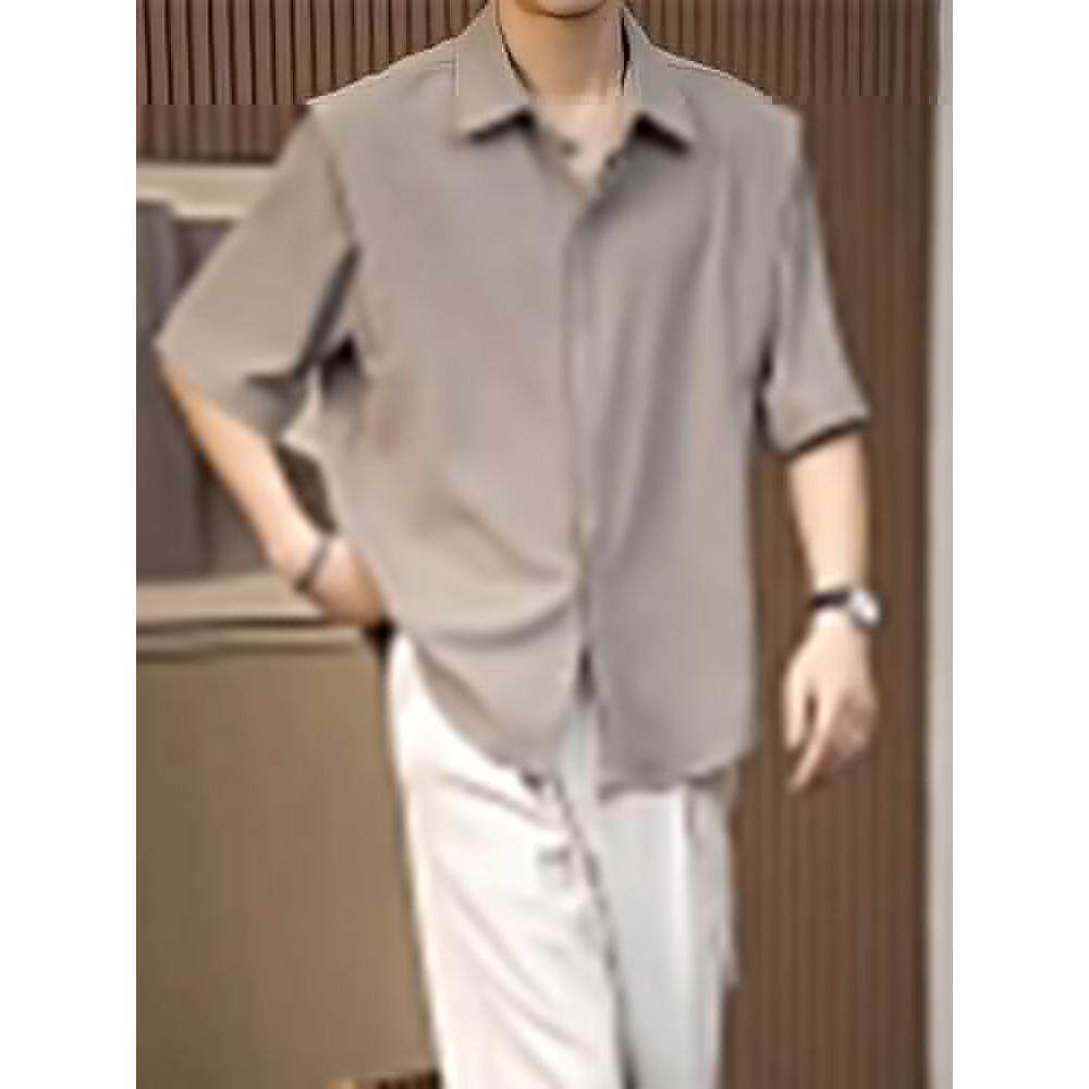 1506A/G58180/P36男装五分袖衬衣轻熟风痞帅夏季冰丝高级感上衣2，男装T恤，星座1506A