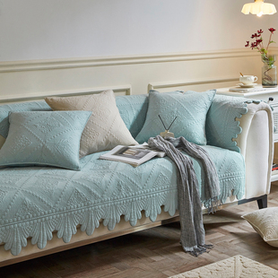 全棉沙发垫四季通用防滑三坐一贵妃座垫套罩2024新款全盖布巾定制