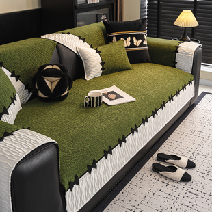 雪尼尔沙发垫四季通用2025新款防滑皮直排坐垫子套罩盖布靠背盖巾