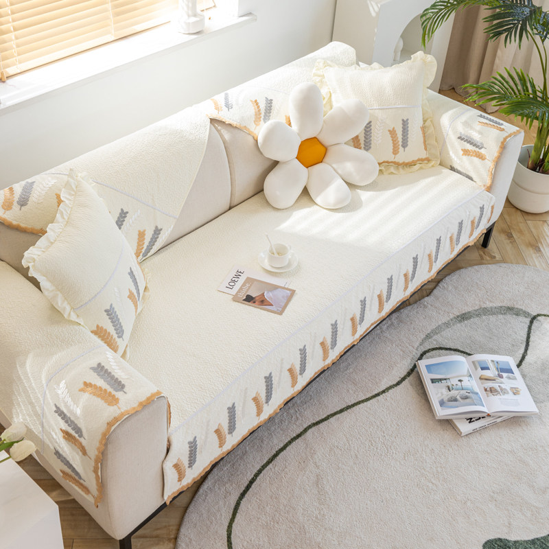全棉沙发垫四季通用防滑三坐一贵妃皮坐垫子套罩2024新款全盖巾布