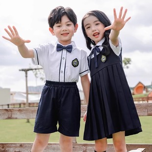 校服套装 儿童朗诵演出服中小学生英伦风夏季 学院风班服合唱表演服