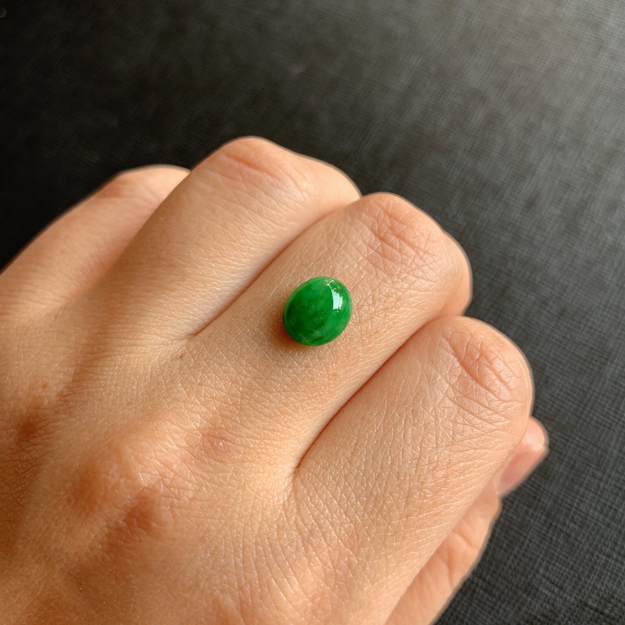 缅甸天然A货翡翠冰糯种满绿蛋面镶嵌件老坑玉翡翠满绿蛋面戒面