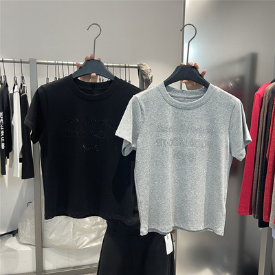 917 2026年新款轻奢辣妹风烫钻字母短袖t恤韩系减龄洋气半袖上衣