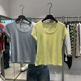T恤韩系温柔风基础款 917 显瘦短袖 简约U领修身 上衣 2026年春夏新款