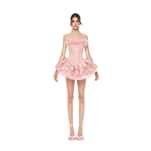 越南小众设计Moulinro*白昼小熊同款网纱抹胸鱼骨蛋糕蓬蓬裙