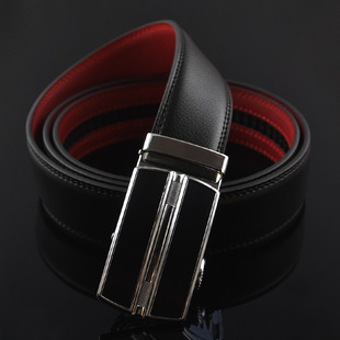 外黑内红色男士本命年皮带自动扣属牛牛年礼品自动扣红腰带商务女