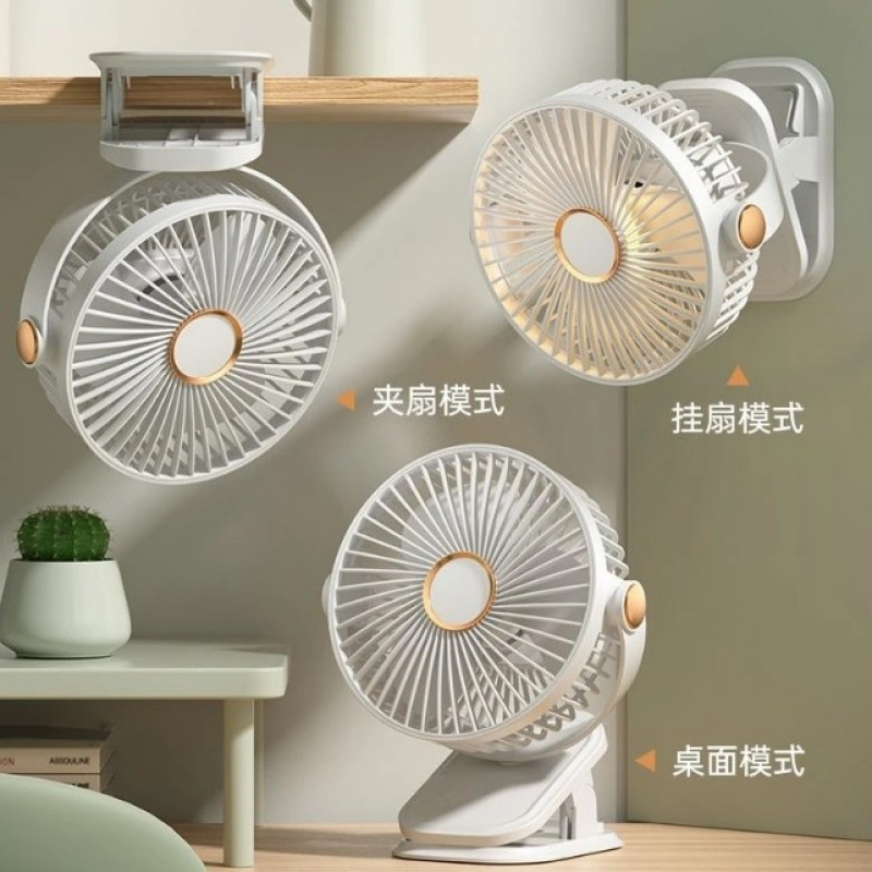 多功能夹子风扇桌面USB小夜灯空气循环扇宿舍可挂壁大风便携式