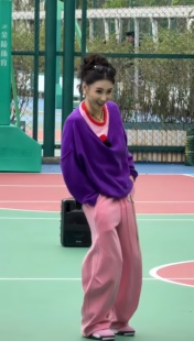 【张柏芝】同款一路繁花穿搭印花衬衫上衣紫色毛衣女装设计感套装
