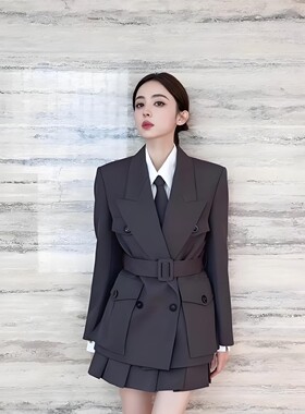 【古力娜扎同款】2026超火春装一整套西装外套半裙收腰西服女套装
