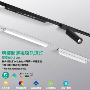 磁吸軌道燈6mm免吊頂客廳照明線條導(dǎo)軌泛光燈家用無(wú)主燈 超薄明裝