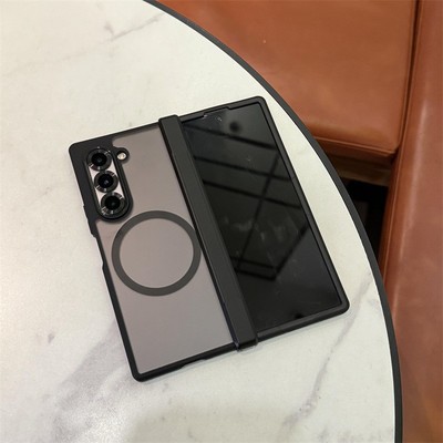 柏琅蒂适用三星fold7手机壳中轴铰链全包Fold6防摔保护套GalaxyzFold5/4磁吸无线充后壳w24/w23透明磨砂外壳