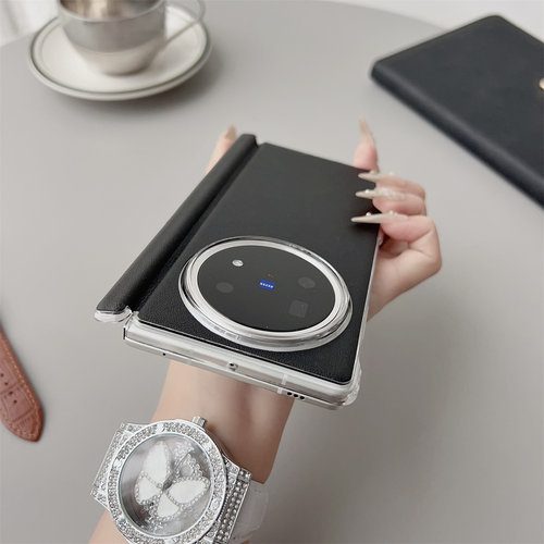 送前框简约纯色素皮适用vivoxfold5手机壳折叠屏vivo x fold3新款pro超薄xfold5网红个性奢华中轴防摔保护套