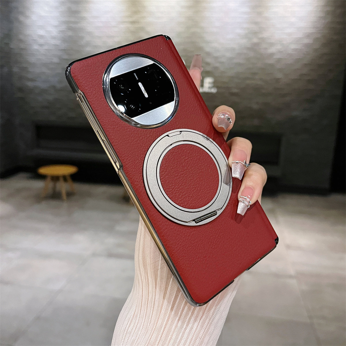 适用华为MateX5典藏版手机壳旋转支架X6超薄中轴保护磁吸高级感皮套男女X3单壳全包防摔外壳简约皮套包铰链