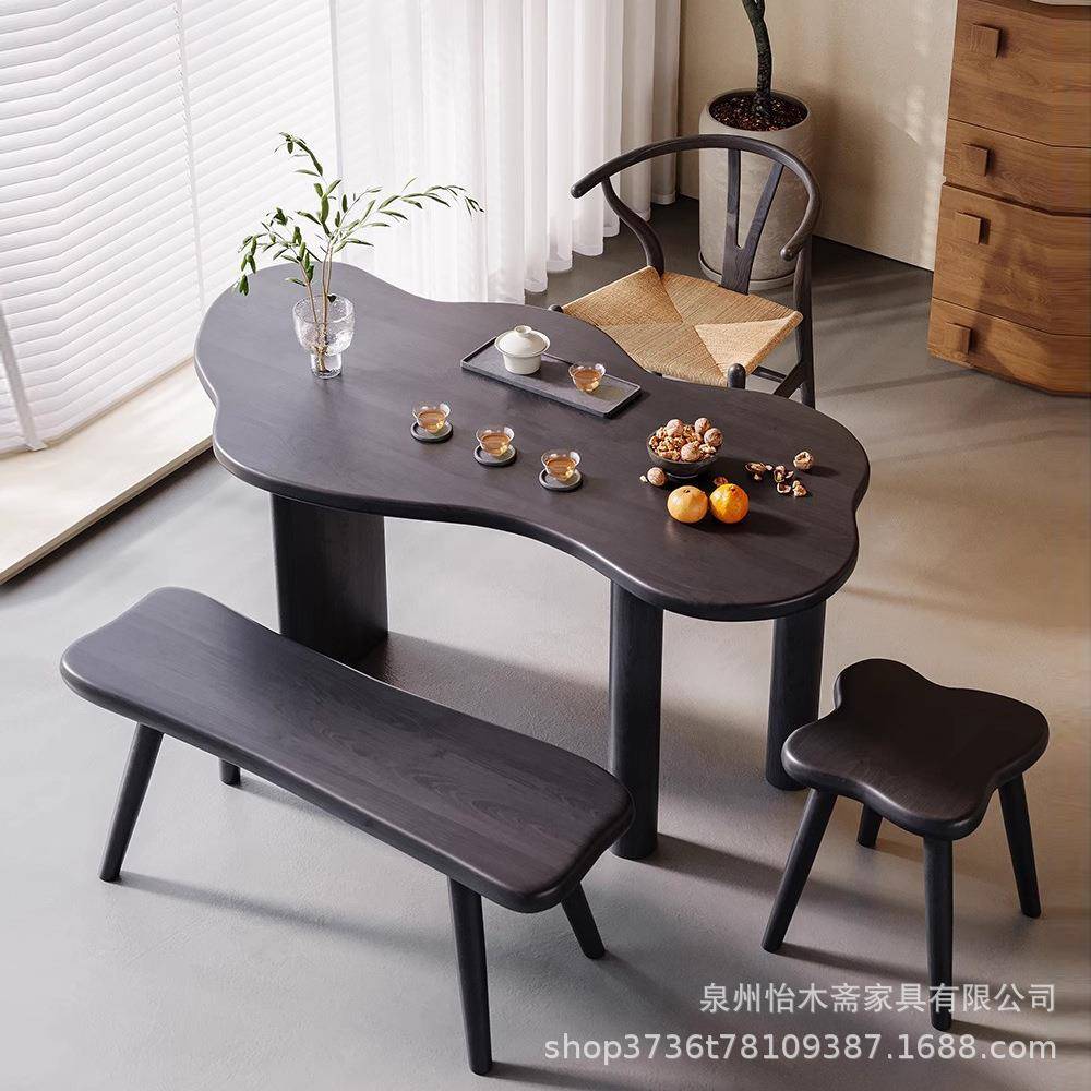 简约设计师实木茶桌椅组合客厅家用休闲小型茶台创意不规则接待桌