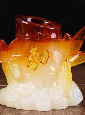 小摆件勤奋上进文昌竹笔筒摆件创意小孩学习桌办公书桌收纳摆件