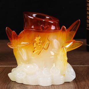 小摆件勤奋上进文昌竹笔筒摆件创意小孩学习桌办公书桌收纳摆件