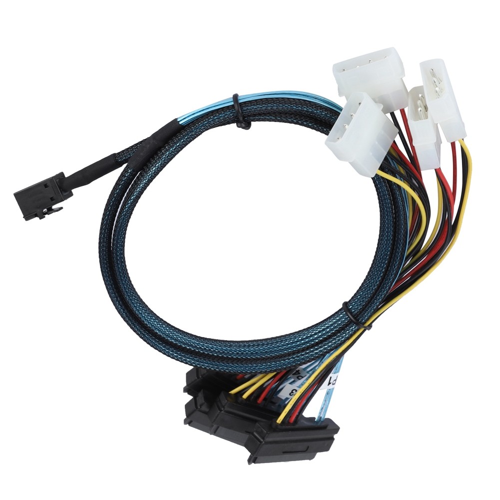 mini sas服务器主板1拖4硬盘线sff8643转4sas 29p 8482带sata电源