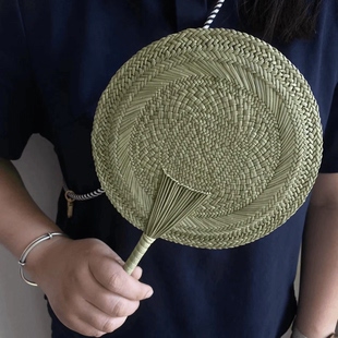 纯手工编织蒲草席草扇子手摇蒲扇纳凉夏季宝宝驱蚊岭根草编三水居