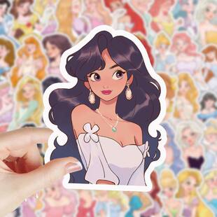 180张卡通可爱公主贴纸动漫高颜值少女心ins风格 饰手账女孩贴画 装