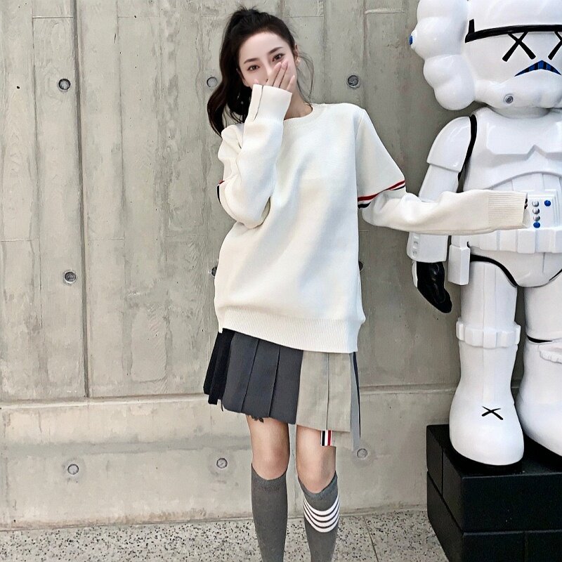 TB学院风秋冬时尚宽松显瘦女毛衣