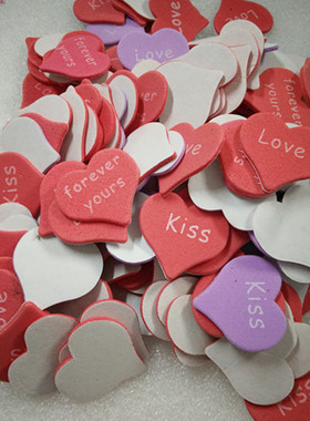 EVA桃心贴纸情人节装饰手工DIY制作粘贴材料3厘米红紫色多款可选