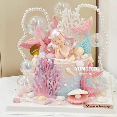 海洋女孩梦幻美人鱼生日蛋糕摆件