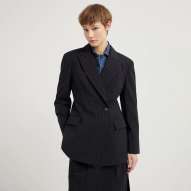 GUIMO冬季新款时尚休闲条纹西装套装四件套气质通勤百搭显瘦女士