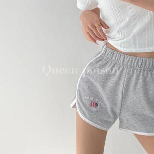 纯棉运动短裤女夏季高腰显瘦BM美式复古纽约休闲百搭辣妹风热裤潮