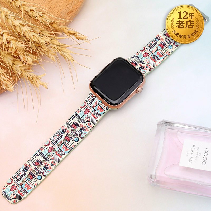 星图苹果硅胶ultra49手表带applewatch123代男女42潮6/78iwatch4/5运动型44series可爱s卡通iphone印花40se