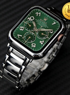 星图适用iwatch1234567se8s9代纯钢不锈钢金属手表带applewatch潮男女创意夏季高级小众运动ins风手链ultra49