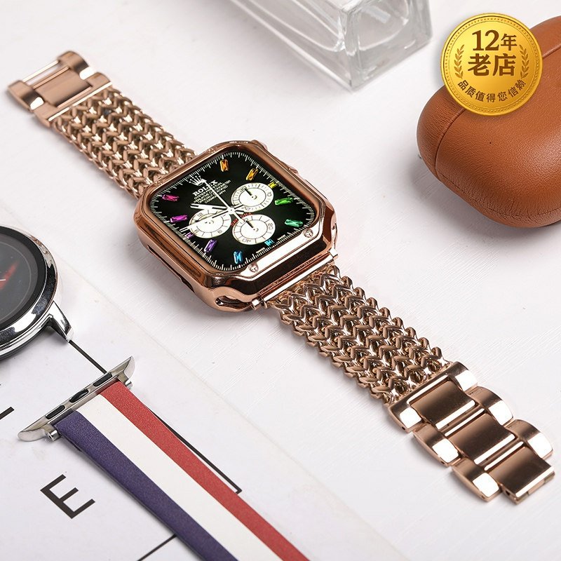 星图苹果Apple watch1234567s89不锈钢手表带潮牌男女iwatch40小香风38mm42高级44透气个性创新41/45ultra