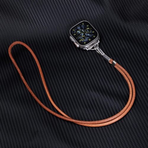 智能手表皮挂绳，也可以挂脖子。