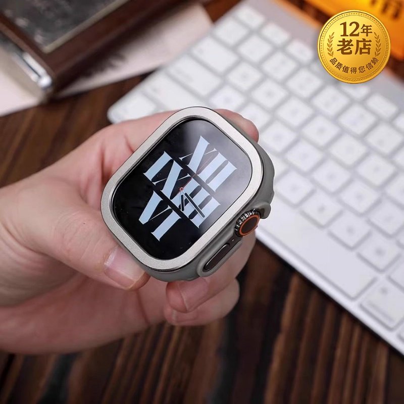 星图ultra49mm航空铝合金边框软TPU保护壳套iWatch3456789se11苹果手表10S9金色一体壳45/44/41/40防摔磕碰潮