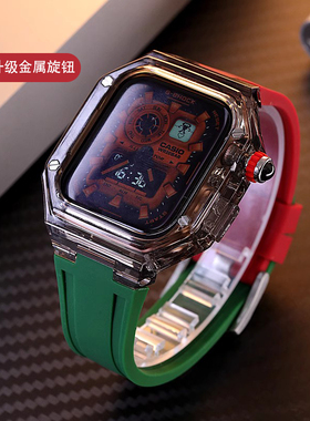 星图改装造iwatch367s89金属11s10代ultra壳套se苹果手表带46橡树45mm49冰川ap蝴蝶扣不锈钢爱透明彼42iPhone