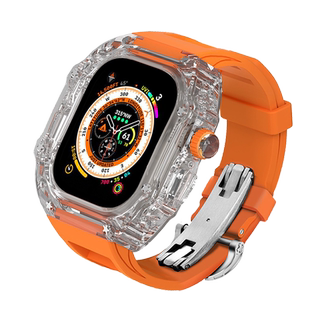 星图ultra49mm123冰川改装造透明保护壳套金属不锈钢氟橡胶苹果手表带蝴蝶扣11s10iwatch9se44理查德46个性45