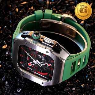 星图ultra iwatch49mm1/2/3不锈钢外壳保护套改装理查德蝴蝶扣氟橡胶10s11苹果手表带风89个性rm42防摔金属46