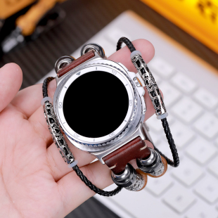 星图复古民族风真皮不锈钢手表带三星watch7/8 ultra3456代40mm44个性active1潮45sport46 47 42Classic