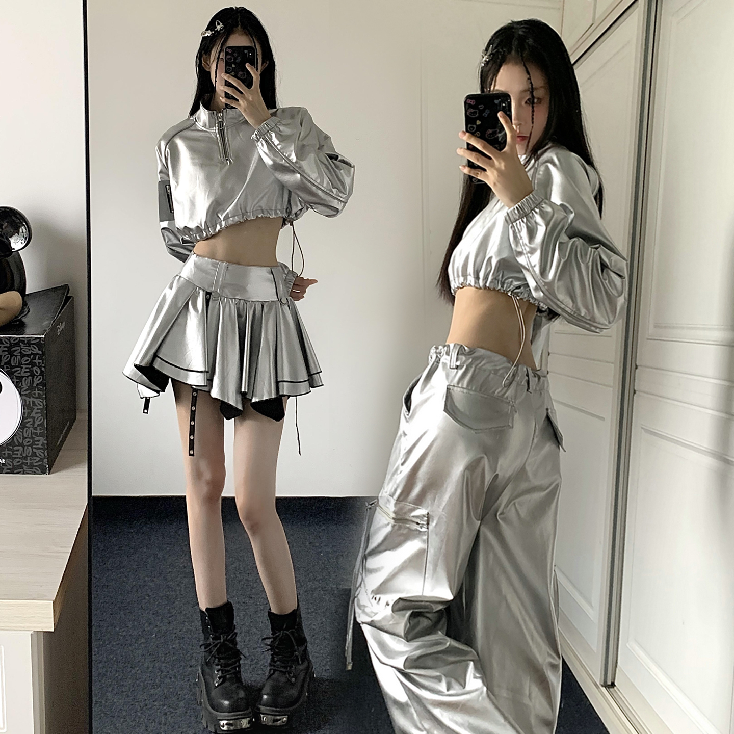 爵士舞打歌服辣妹酷飒科技感穿搭