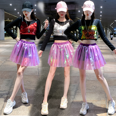 甜辣爵士跳舞jazz短款亮片上衣